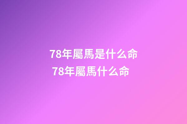78年屬馬是什么命 78年屬馬什么命-第1張-觀點-玄機派
